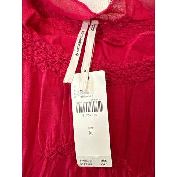 Anthropologie NWT Pink Ruffle Trim Textured Sleeveless Mini Dress Size Medium - Picture 7 of 10